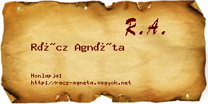 Rácz Agnéta névjegykártya
