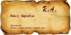 Rácz Agnéta névjegykártya